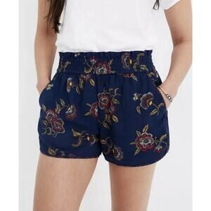 Womens Madewell x Warm Honolulu Hibiscus Floral Pull On Shorts Elastic Sz Medium